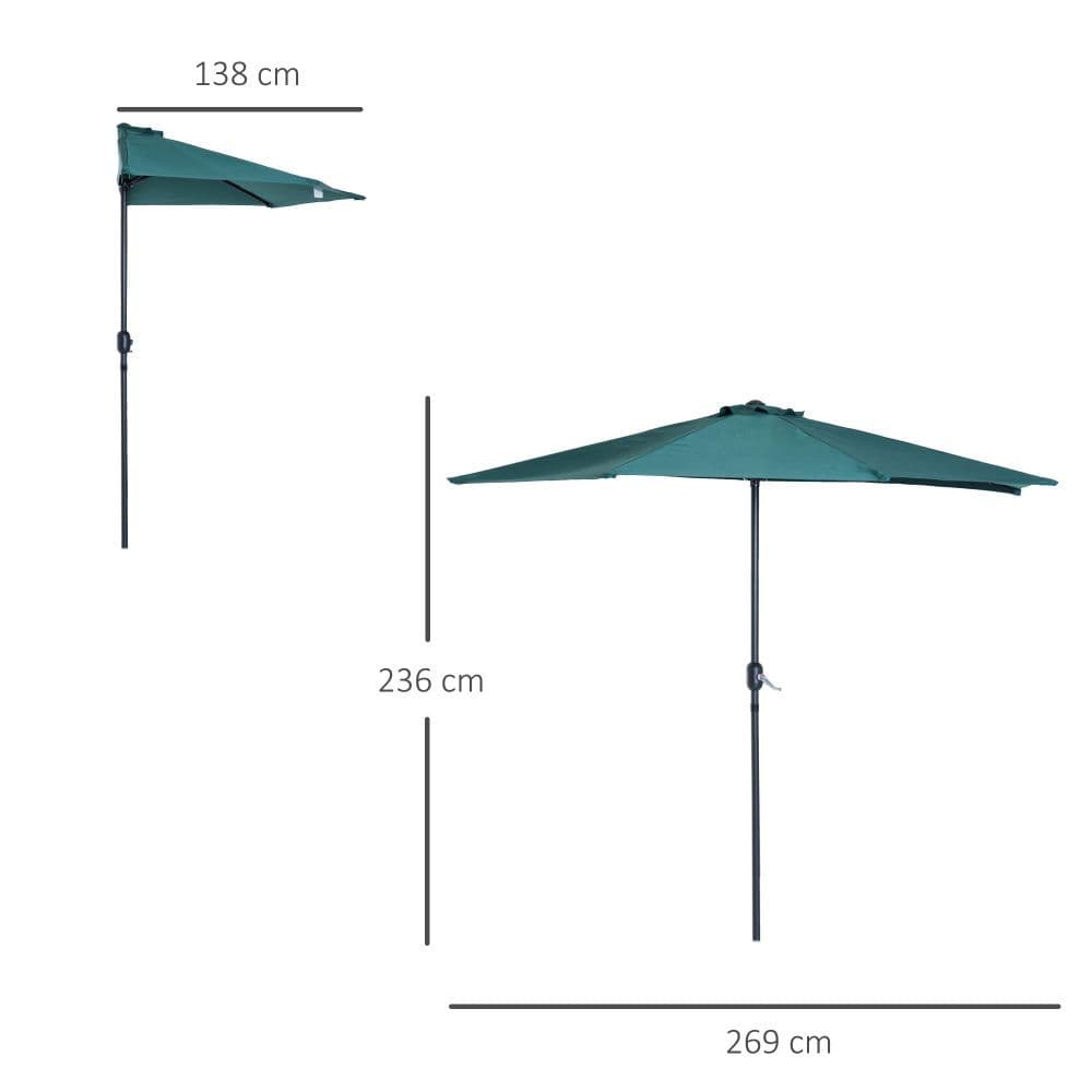 image-2.7 m Half Round Umbrella Parasol-Green