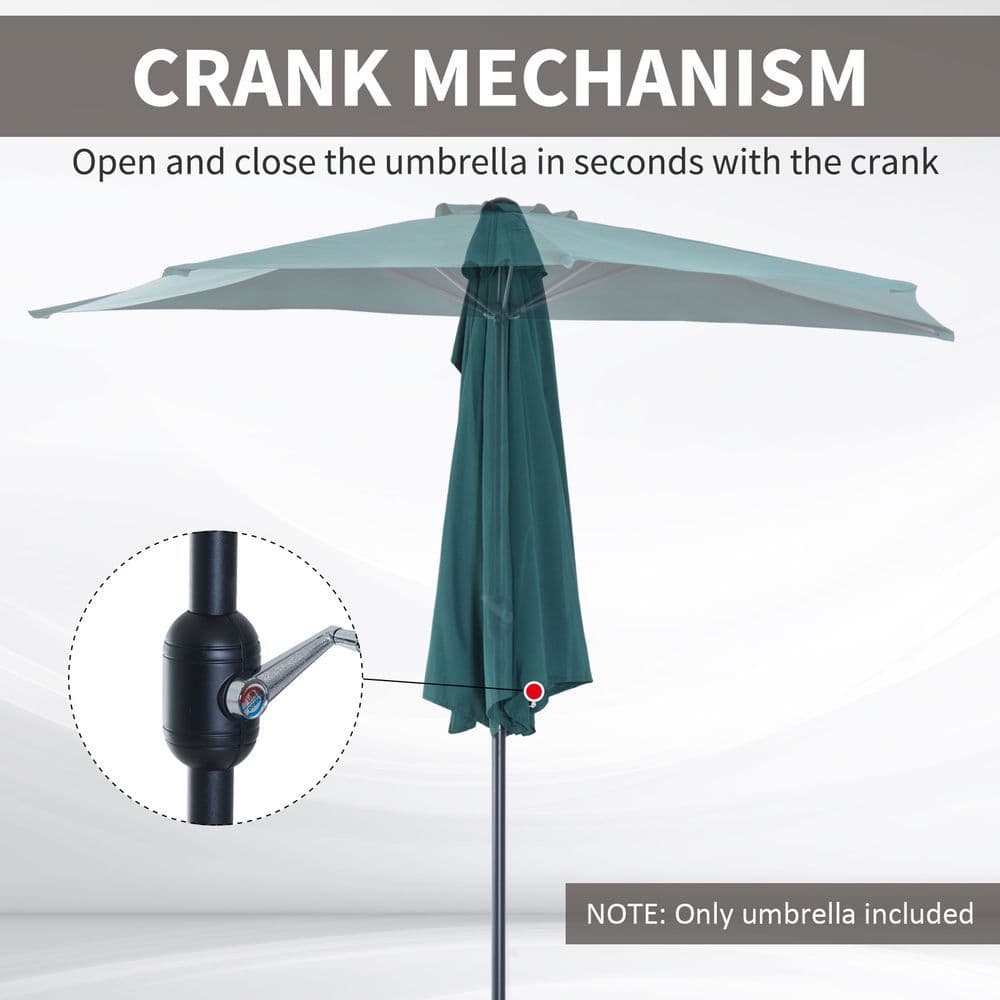 image-2.7 m Half Round Umbrella Parasol-Green