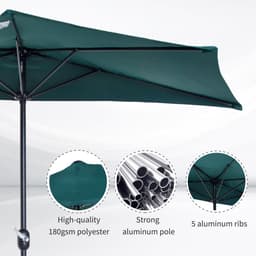 image-2.7 m Half Round Umbrella Parasol-Green