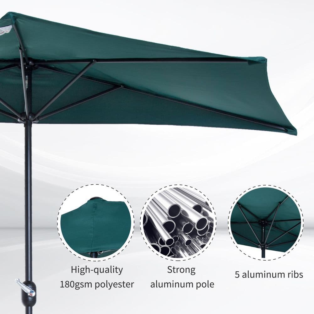image-2.7 m Half Round Umbrella Parasol-Green
