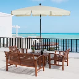 image-Aluminium Sun Umbrella Parasol Patio Garden Tilt 2M x 1.25M Cream White
