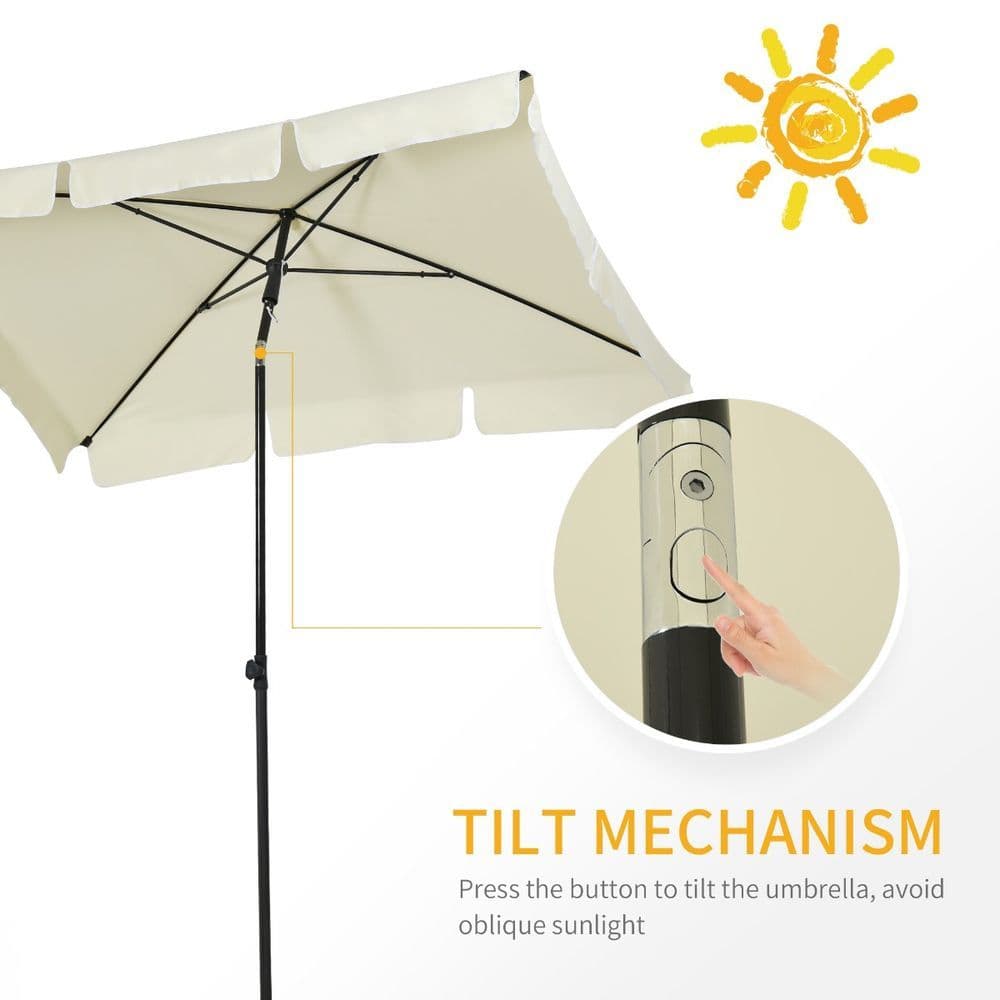 image-Aluminium Sun Umbrella Parasol Patio Garden Tilt 2M x 1.25M Cream White