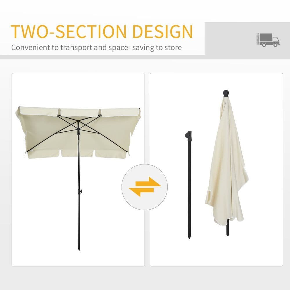 image-Aluminium Sun Umbrella Parasol Patio Garden Tilt 2M x 1.25M Cream White