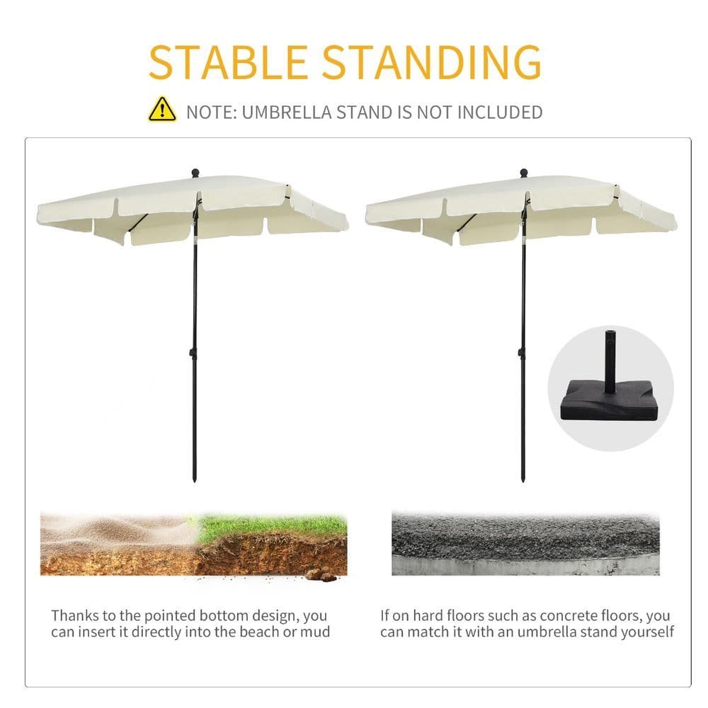 image-Aluminium Sun Umbrella Parasol Patio Garden Tilt 2M x 1.25M Cream White