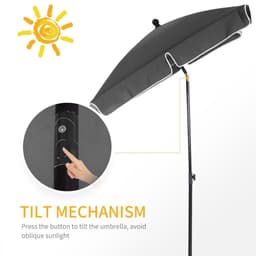 image-Aluminium Sun Umbrella Parasol Patio Garden Rectangular Tilt 2M x 1.25M