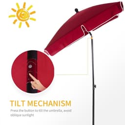 image-Red Rectangular Garden Parasol Aluminium Sun Umbrella Patio Garden Tilt 2x1.25M