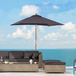 image-2m x 1.5m Tilt Mechanism Bamboo Wooden Frame Parasol Deep Grey