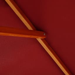 image-Wooden Patio Umbrella Market Parasol Outdoor Sunshade 6 Ribs Wine Red