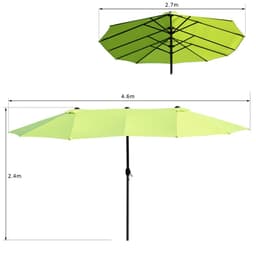 image-Sun Umbrella Canopy Double-sided Crank Sun Shade Shelter 4.6M Grass Green