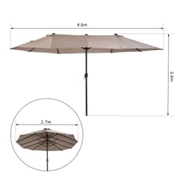 image-4.6m Double-Sided Patio Parasol Sun Umbrella-Tan