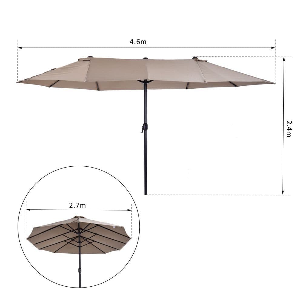 image-4.6m Double-Sided Patio Parasol Sun Umbrella-Tan