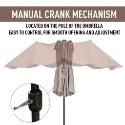 image-4.6m Double-Sided Patio Parasol Sun Umbrella-Tan