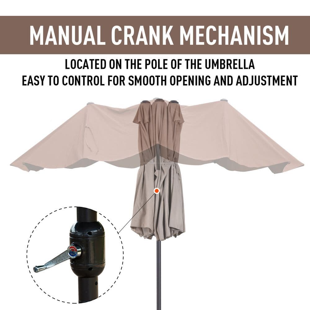 image-4.6m Double-Sided Patio Parasol Sun Umbrella-Tan