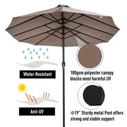 image-4.6m Double-Sided Patio Parasol Sun Umbrella-Tan