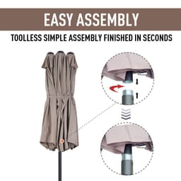 image-4.6m Double-Sided Patio Parasol Sun Umbrella-Tan