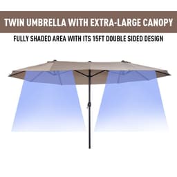 image-4.6m Double-Sided Patio Parasol Sun Umbrella-Tan