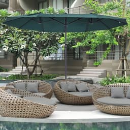 image-Sun Umbrella Canopy Double-sided Crank Sun Shade Shelter 4.6M Green