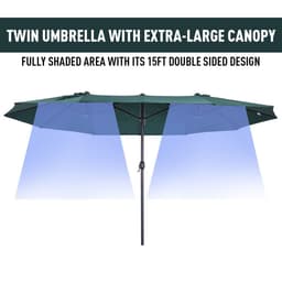 image-Sun Umbrella Canopy Double-sided Crank Sun Shade Shelter 4.6M Green