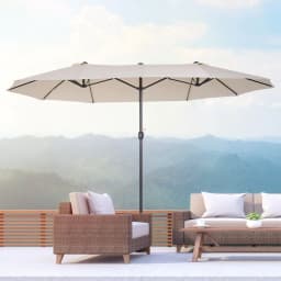 image-4.6m Double-Sided Patio Parasol Sun Umbrella-Cream White