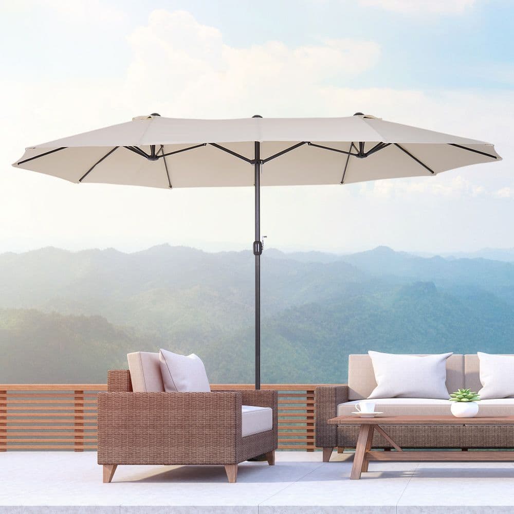 image-4.6m Double-Sided Patio Parasol Sun Umbrella-Cream White