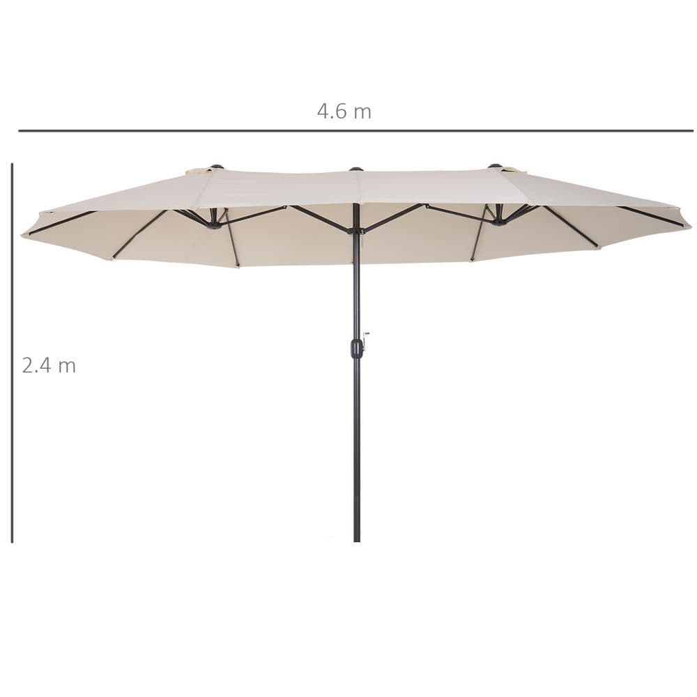 image-4.6m Double-Sided Patio Parasol Sun Umbrella-Cream White