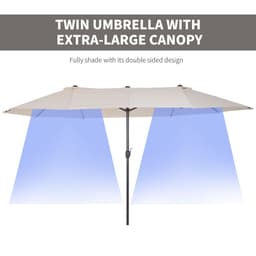 image-4.6m Double-Sided Patio Parasol Sun Umbrella-Cream White