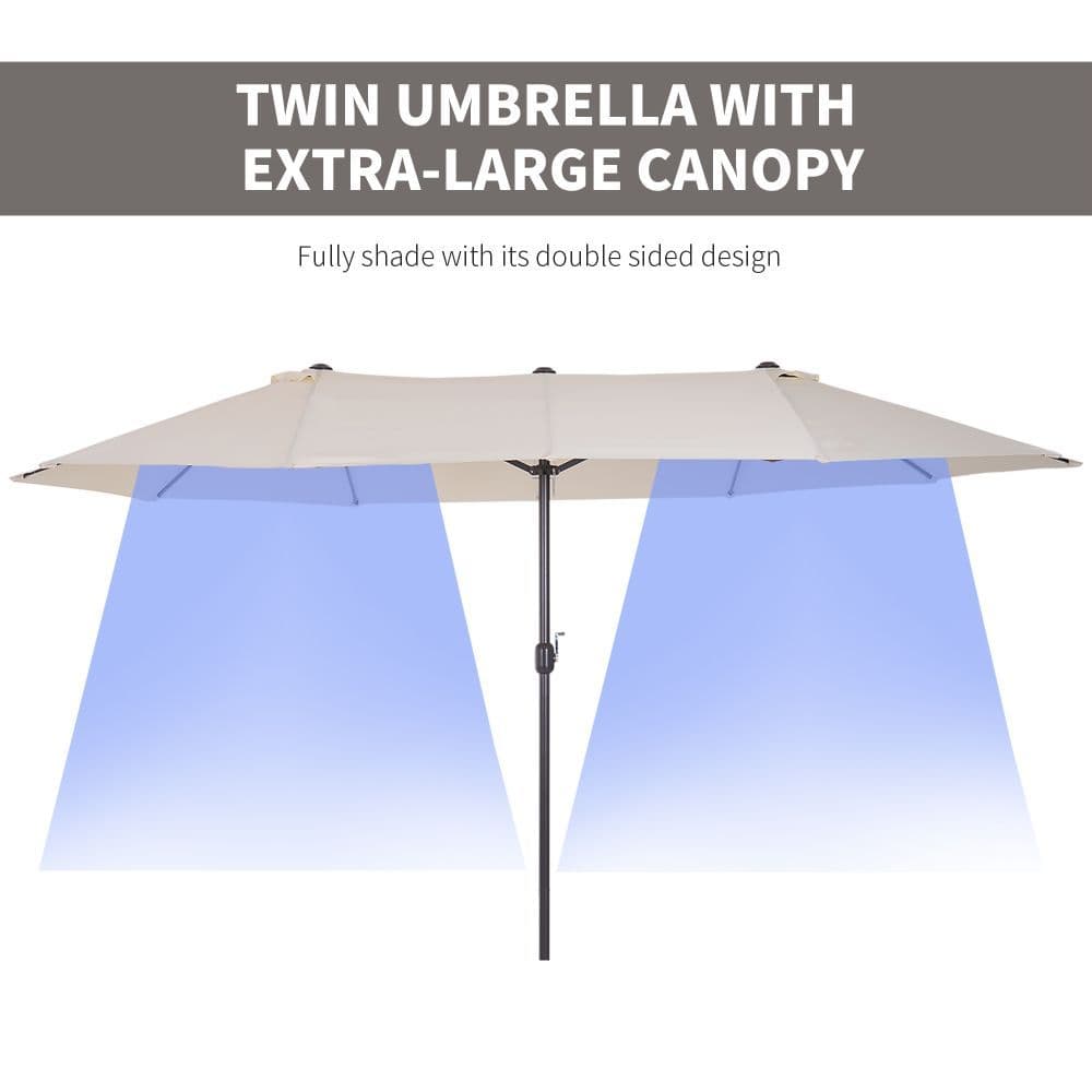 image-4.6m Double-Sided Patio Parasol Sun Umbrella-Cream White