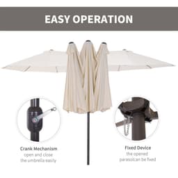 image-4.6m Double-Sided Patio Parasol Sun Umbrella-Cream White