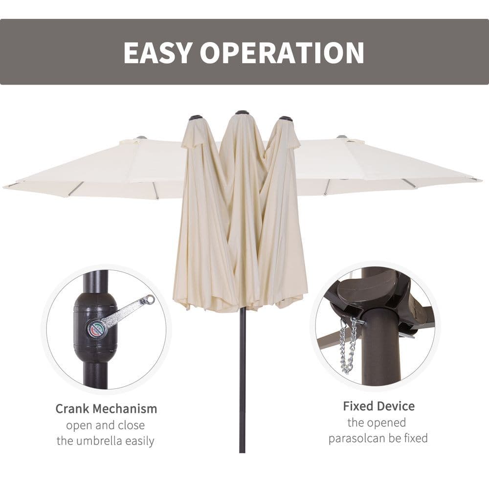image-4.6m Double-Sided Patio Parasol Sun Umbrella-Cream White