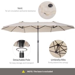 image-4.6m Double-Sided Patio Parasol Sun Umbrella-Cream White