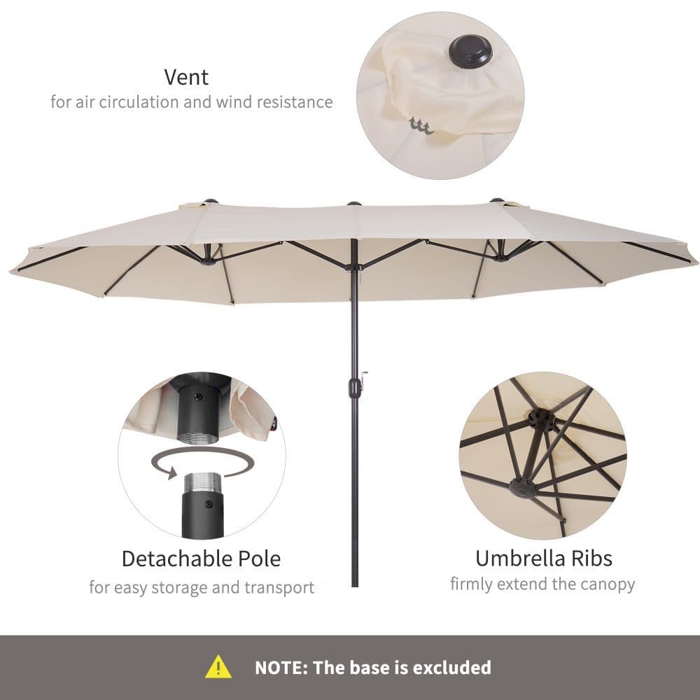 image-4.6m Double-Sided Patio Parasol Sun Umbrella-Cream White