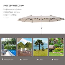 image-4.6m Double-Sided Patio Parasol Sun Umbrella-Cream White