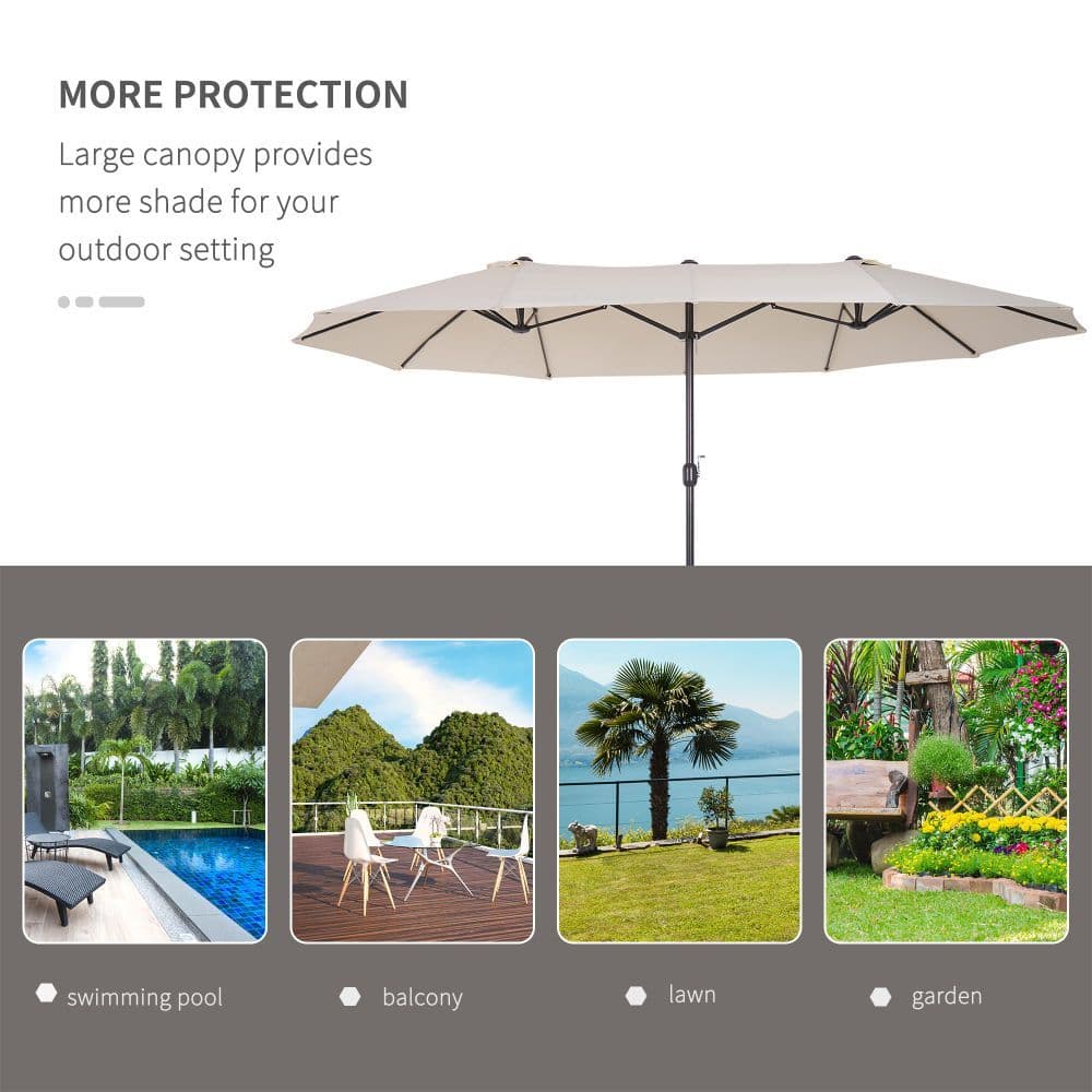 image-4.6m Double-Sided Patio Parasol Sun Umbrella-Cream White