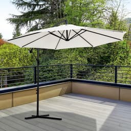 image-3mt Cantilever Umbrella Garden Banana Parasol Hanging Sun Shade Cream White