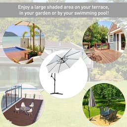 image-3mt Cantilever Umbrella Garden Banana Parasol Hanging Sun Shade Cream White