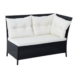 image-6PC Garden Rattan Corner Dining Sofa 7-seater Wicker Table Foot Stool - Black