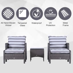 image-5-Piece PE Rattan Outdoor Garden Furniture Set Dark Grey
