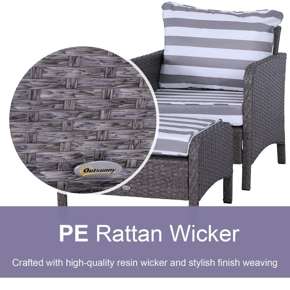 image-5-Piece PE Rattan Outdoor Garden Furniture Set Dark Grey