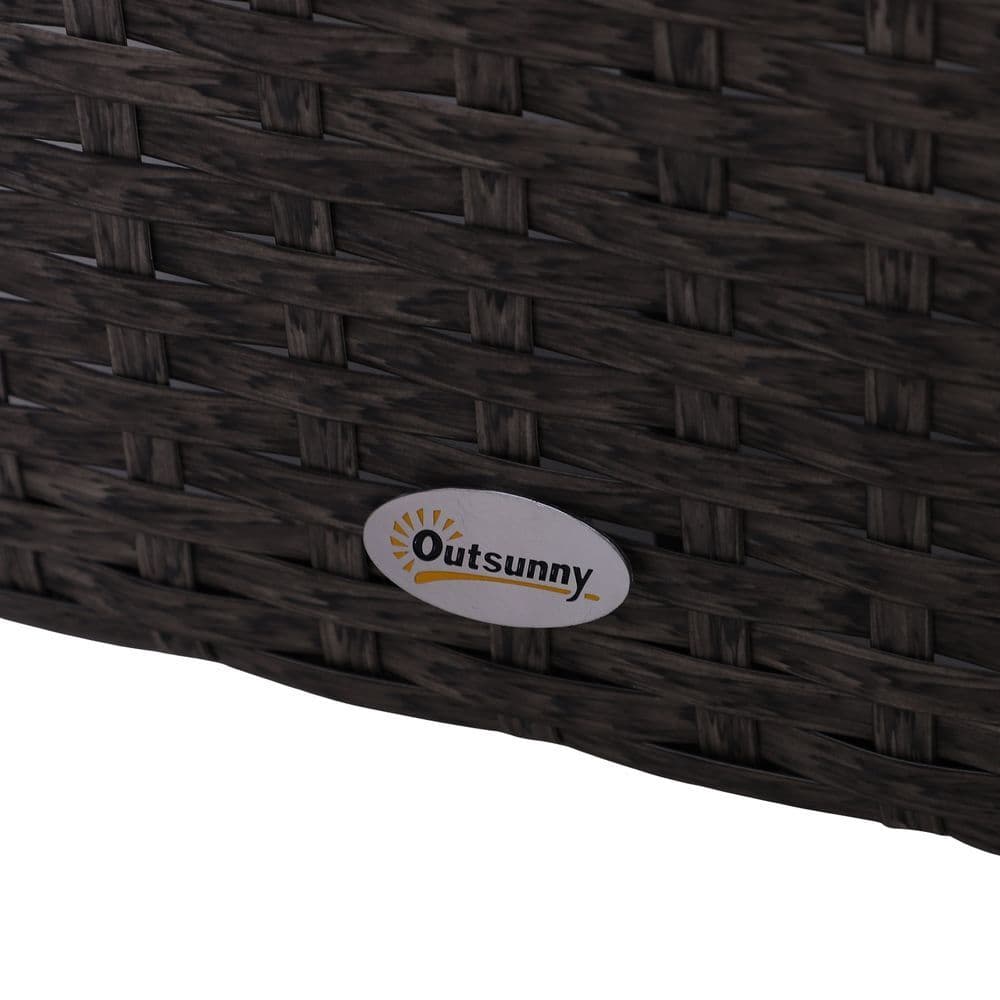 image-5-Piece PE Rattan Outdoor Garden Furniture Set Dark Grey