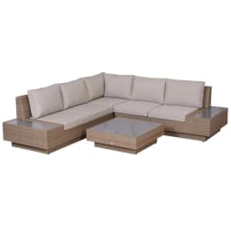 image-4Pcs Rattan Sofa Garden Set Coffee Table Chairs Loveseat Outdoor w/ Cushion