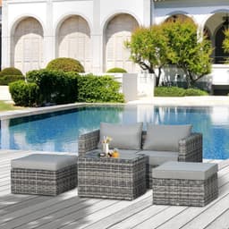 image-5 Pcs PE Rattan Armchair Outdoor Garden Seating Comfort Balcony Home -Mixed Grey