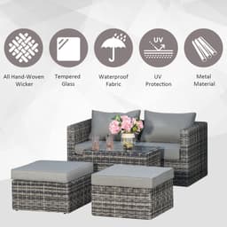 image-5 Pcs PE Rattan Armchair Outdoor Garden Seating Comfort Balcony Home -Mixed Grey