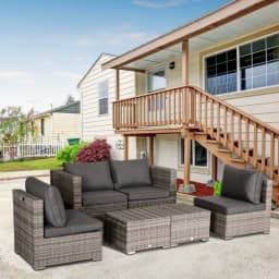 image-6-Seater Sofa & Coffee Table Rattan Outdoor Garden Furniture Set Grey