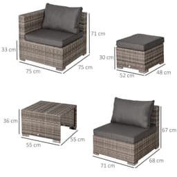 image-6-Seater Sofa & Coffee Table Rattan Outdoor Garden Furniture Set Grey