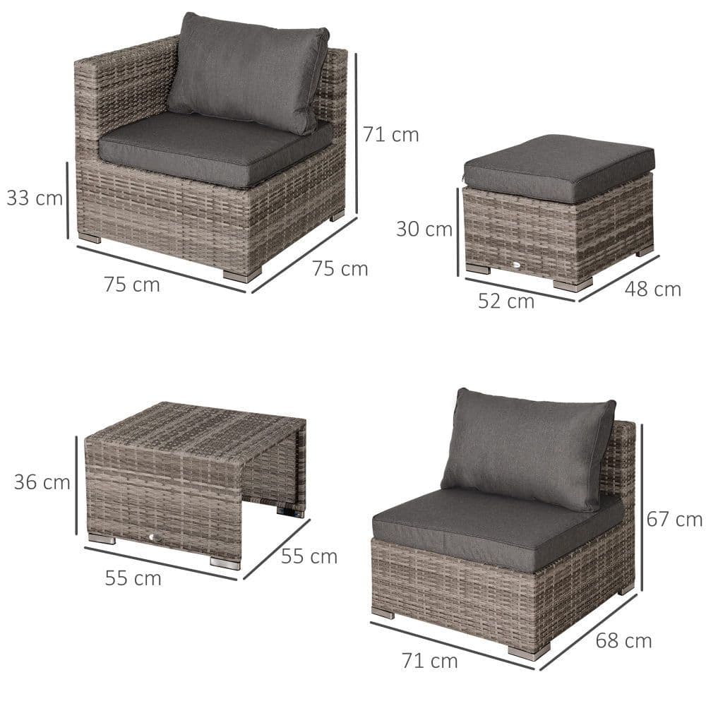 image-6-Seater Sofa & Coffee Table Rattan Outdoor Garden Furniture Set Grey