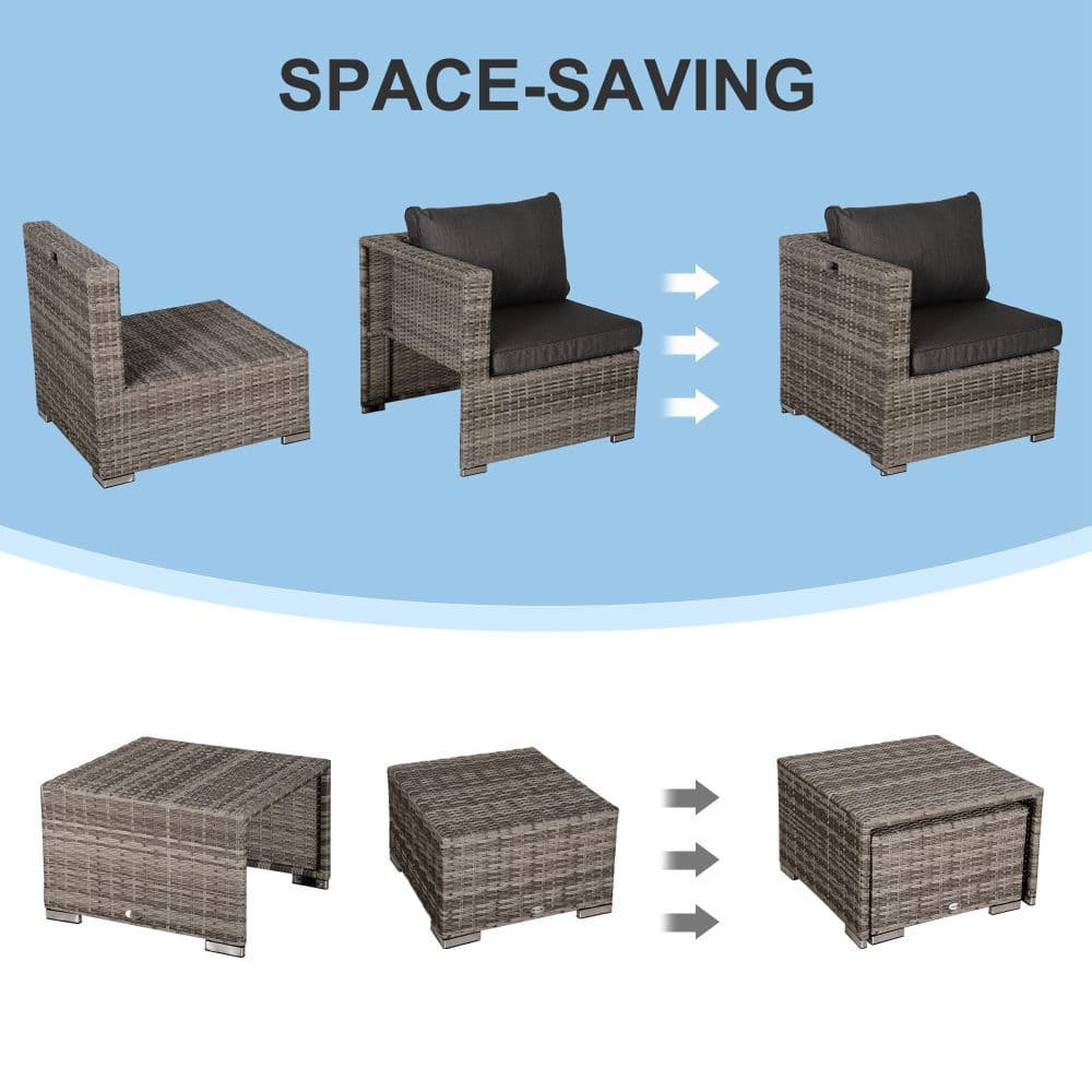 image-6-Seater Sofa & Coffee Table Rattan Outdoor Garden Furniture Set Grey
