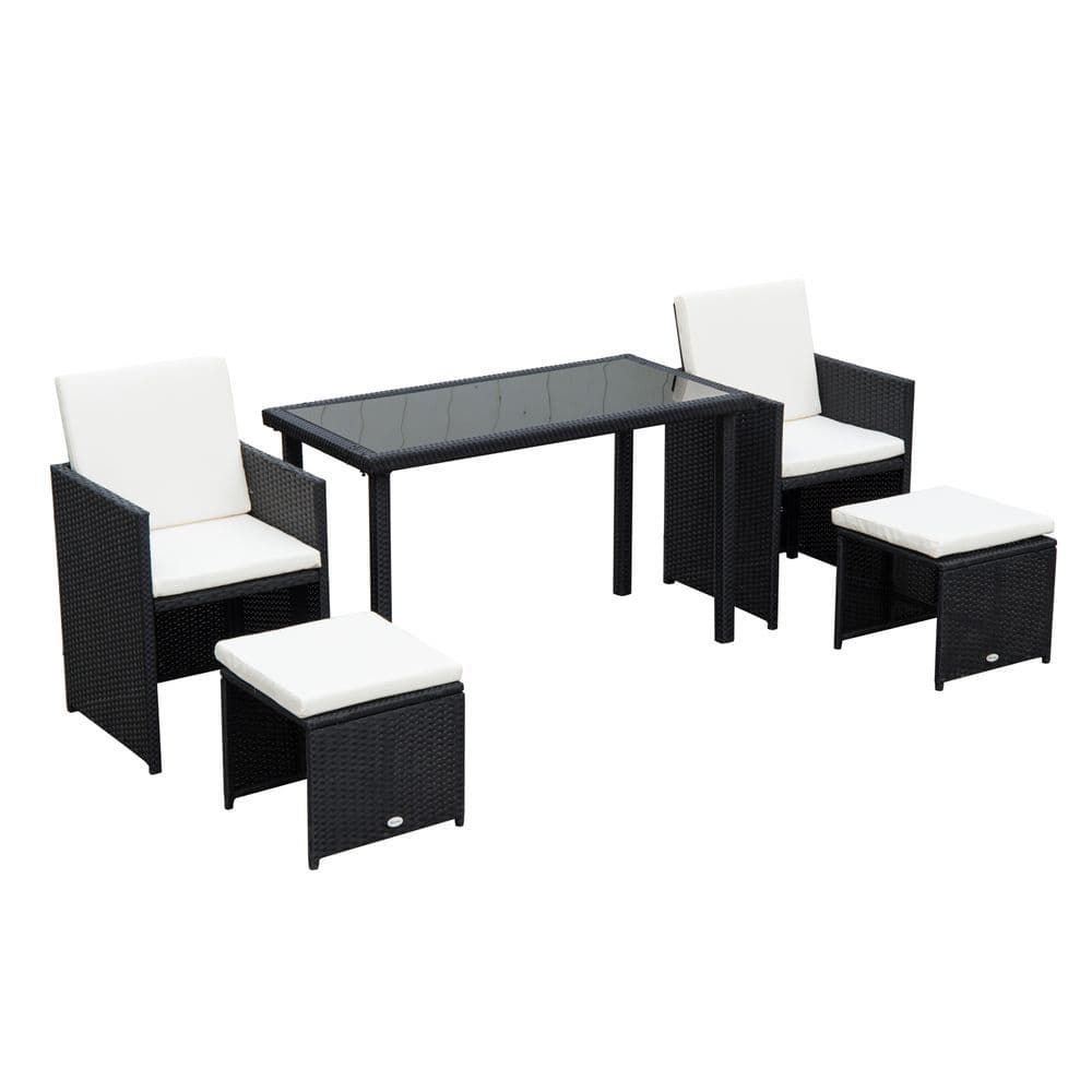 image-5 P? Rattan Set-Black/Creamy White