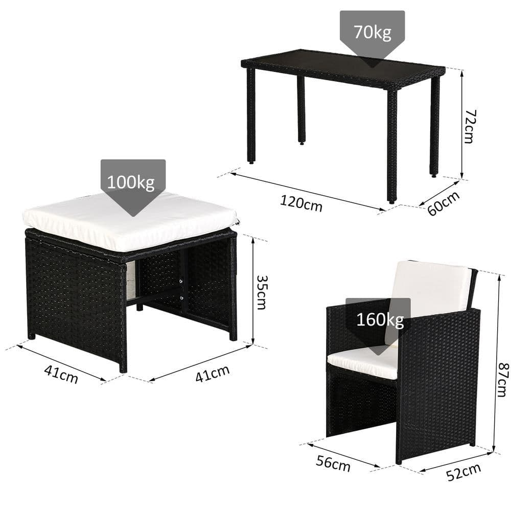 image-5 P? Rattan Set-Black/Creamy White