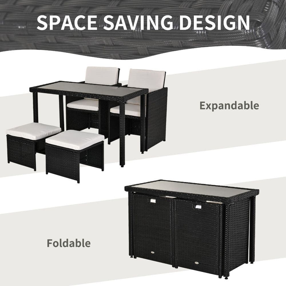 image-5 P? Rattan Set-Black/Creamy White