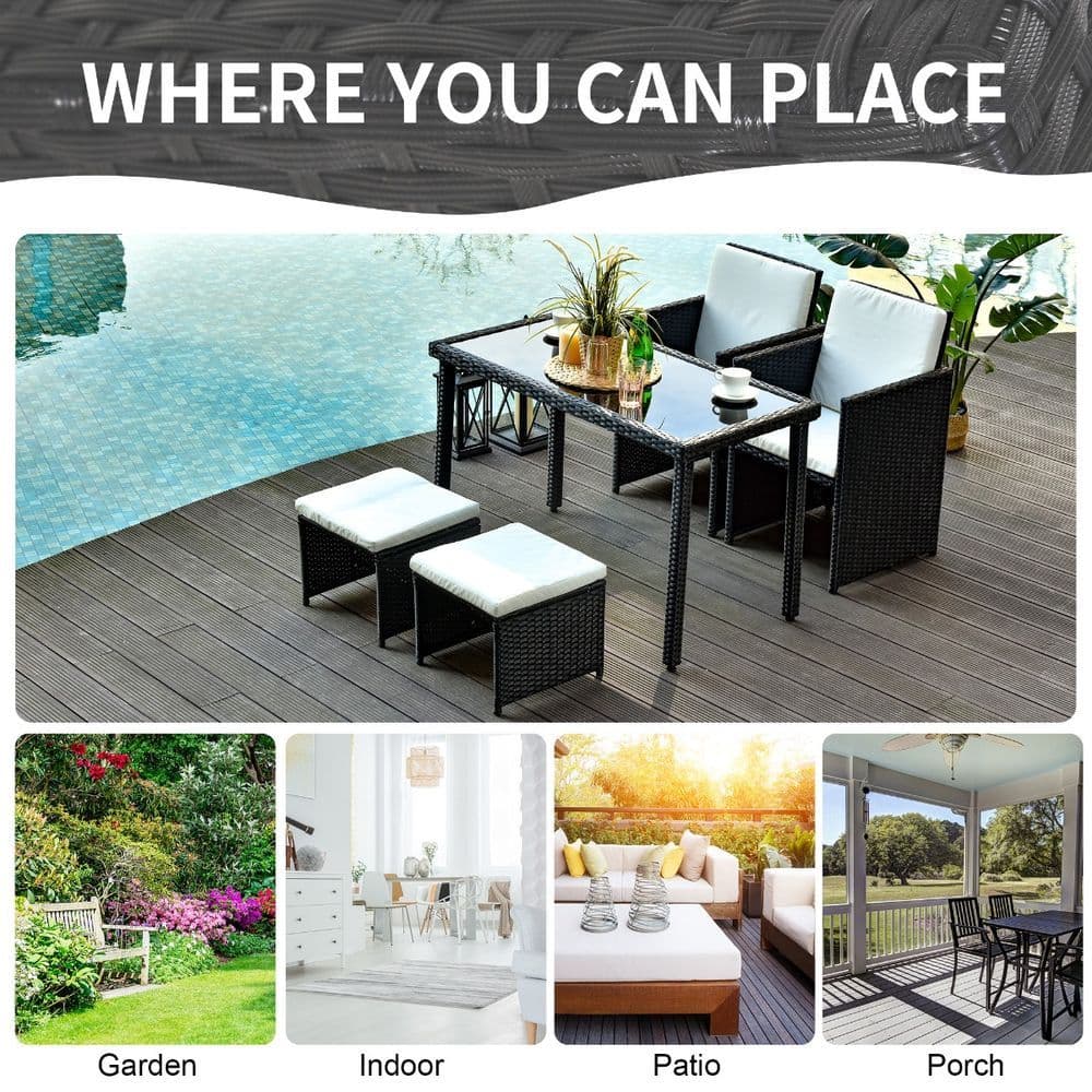 image-5 P? Rattan Set-Black/Creamy White